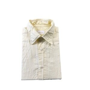 Brioni Solid Yellow Cotton S/S Men's Button Front Size Large L